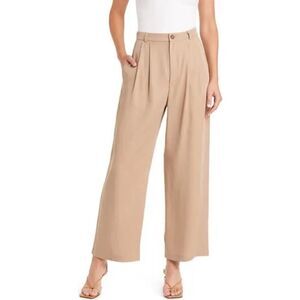 Reformation Mason Wide Leg Crop Pants Khaki Tan - Size: 12P